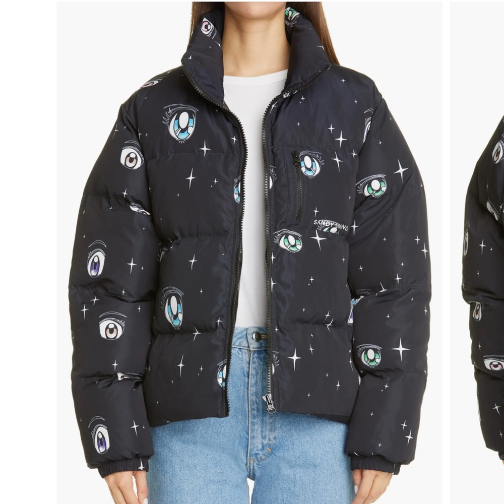Sandy Liang Luna Eye Print Puffer Jacket In Galaxy Print